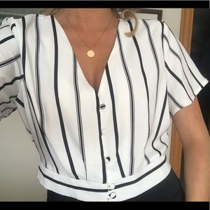 Button up short sleeve business top